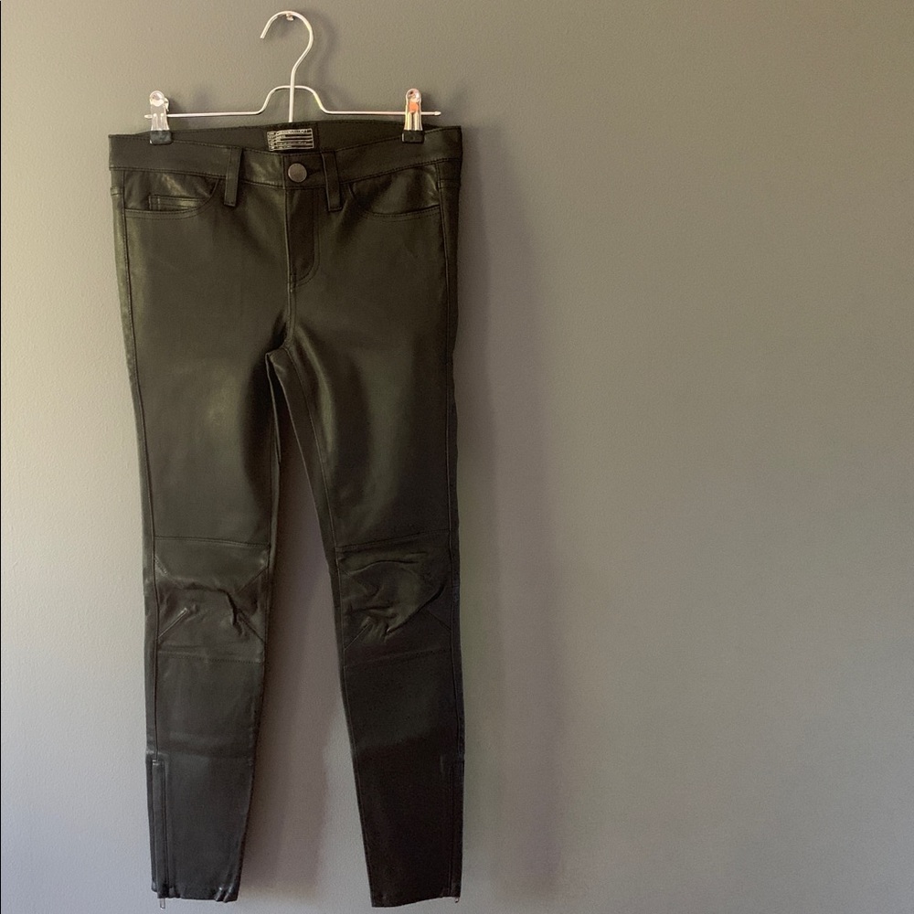 Cropped stretch-leather Current/Elliott Pants